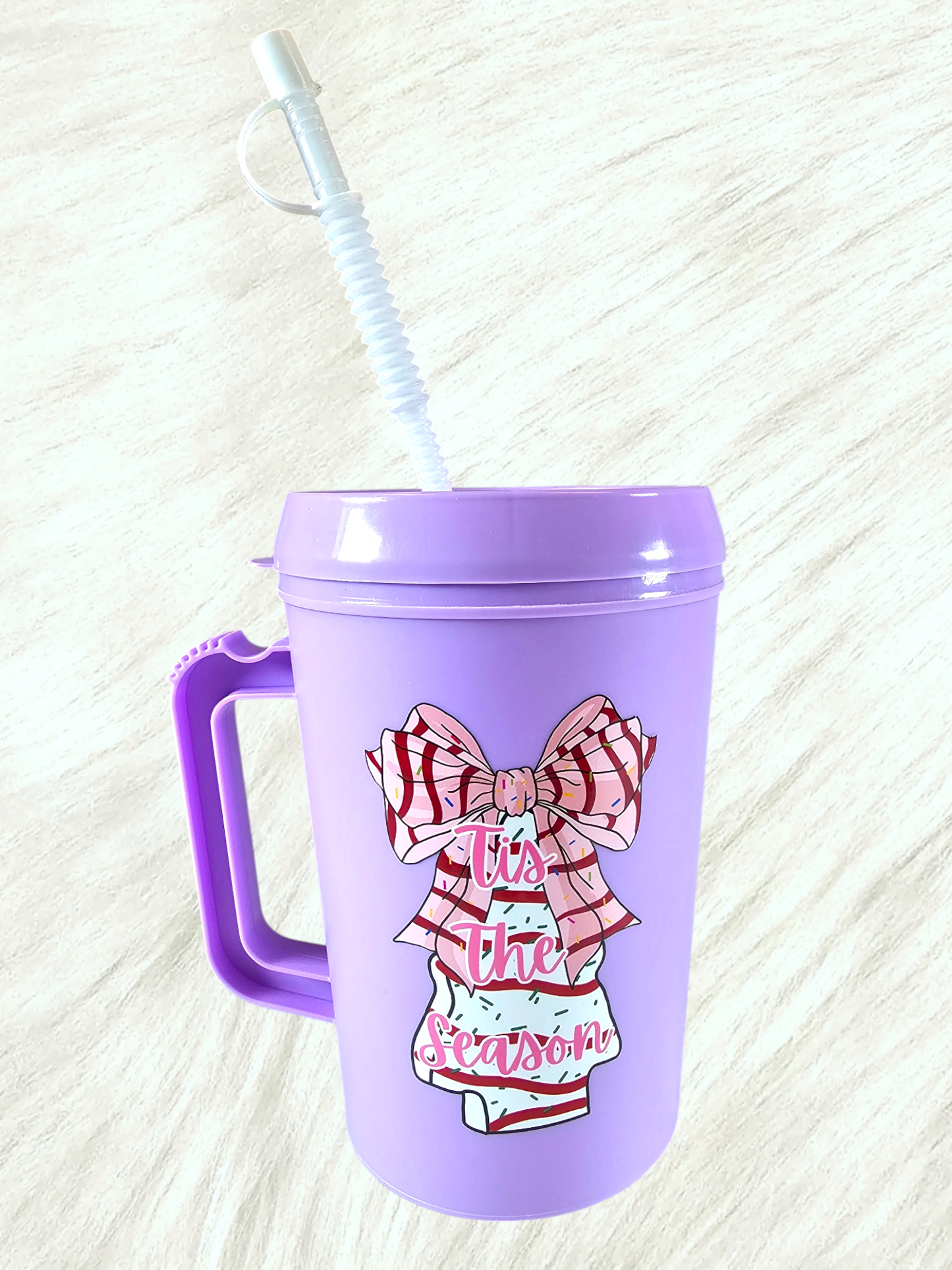 Tis The Season Christmas Cake Pink Bow Mega Trucker Mug 34oz