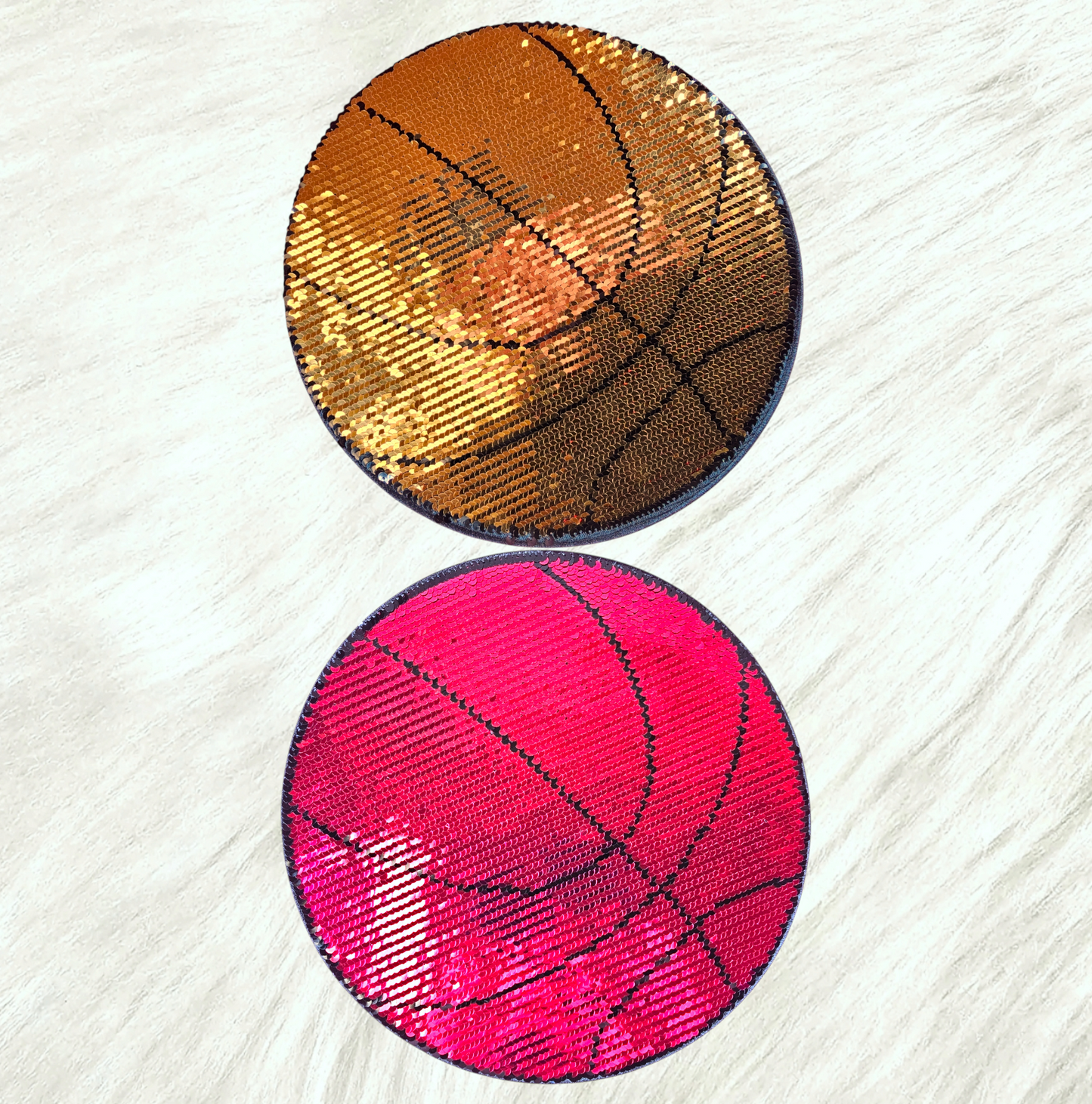 Flip Basketball Pink To Gold Sequin Interactive Iron On Patch