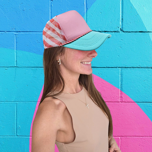 Peppermint Stripe Candy Cane Christmas Trucker Foam Hat