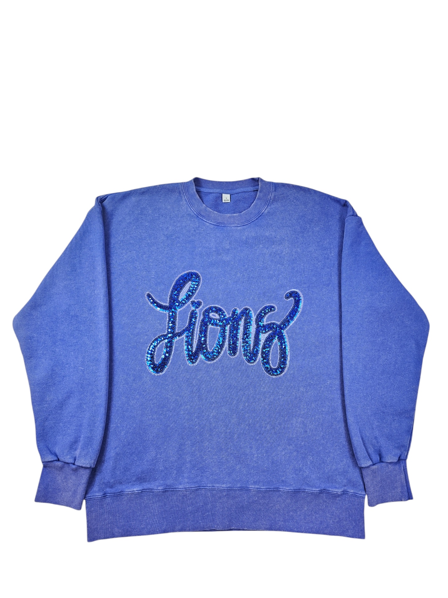 Lion Football Sequin Acid Wash Crew by Pretty Preppy Co.