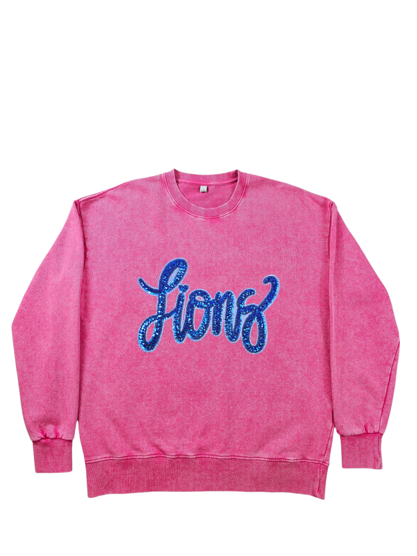 Lion Football Sequin Acid Wash Crew by Pretty Preppy Co.