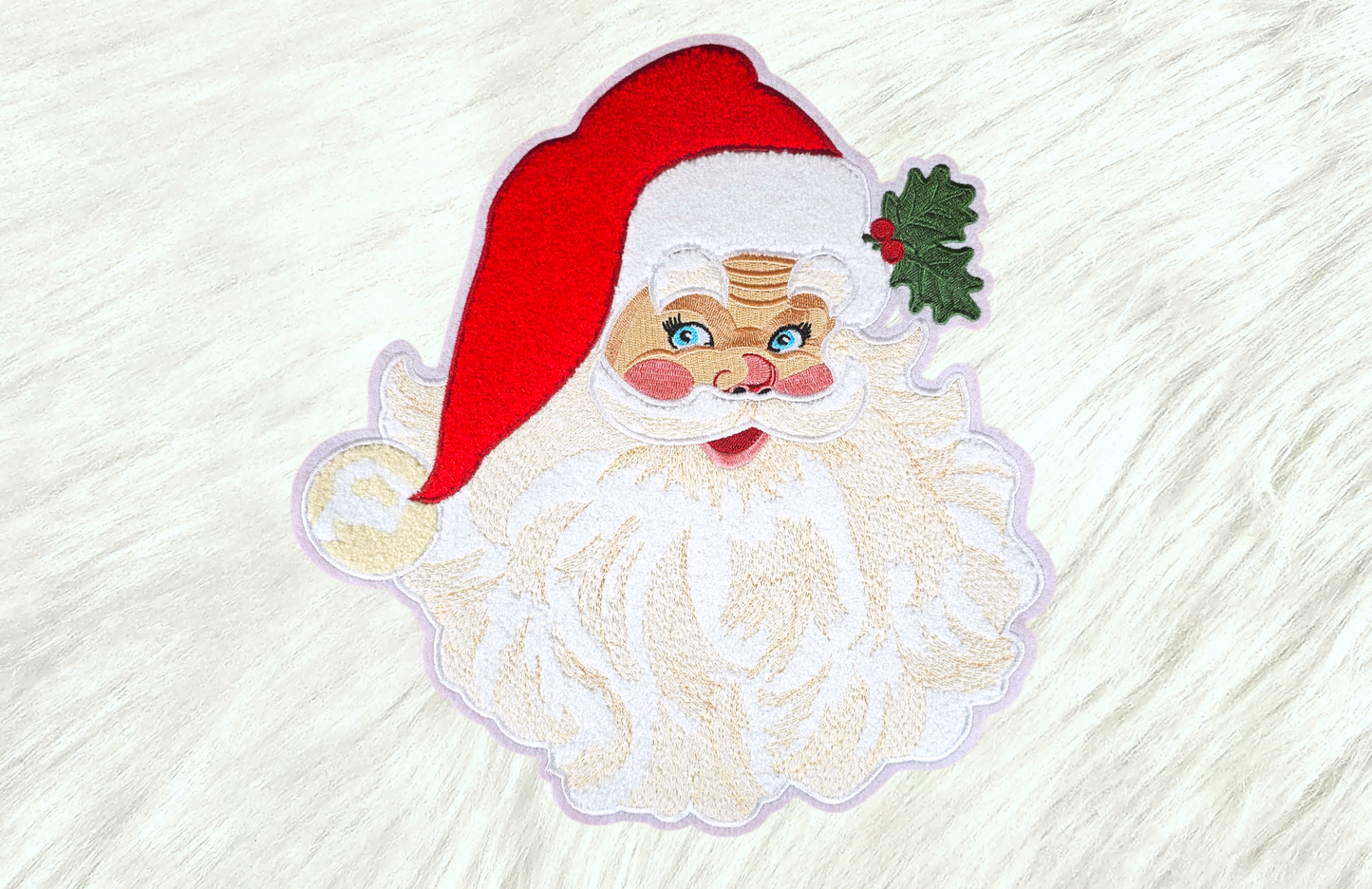 Original Beard Retro Vintage Christmas Santa Chenille Iron-on Patch