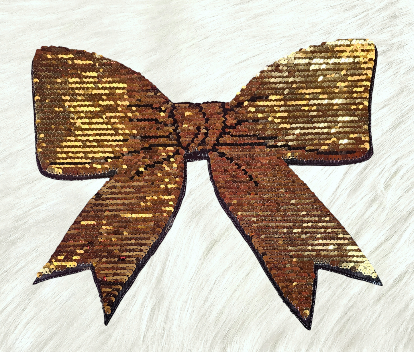 Flip Bow Pink to Gold Sequin Large Iron On Patch