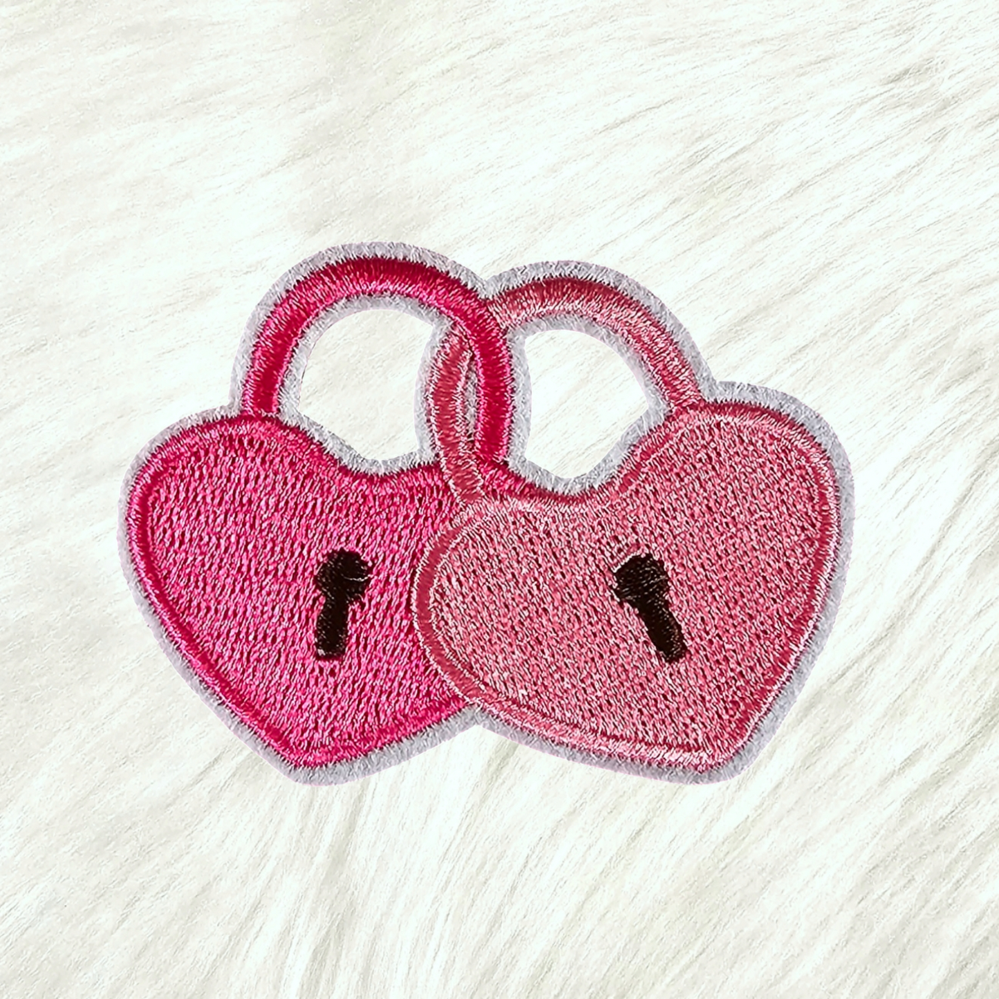 Heart Locks Pink Embroidery Iron On Patch