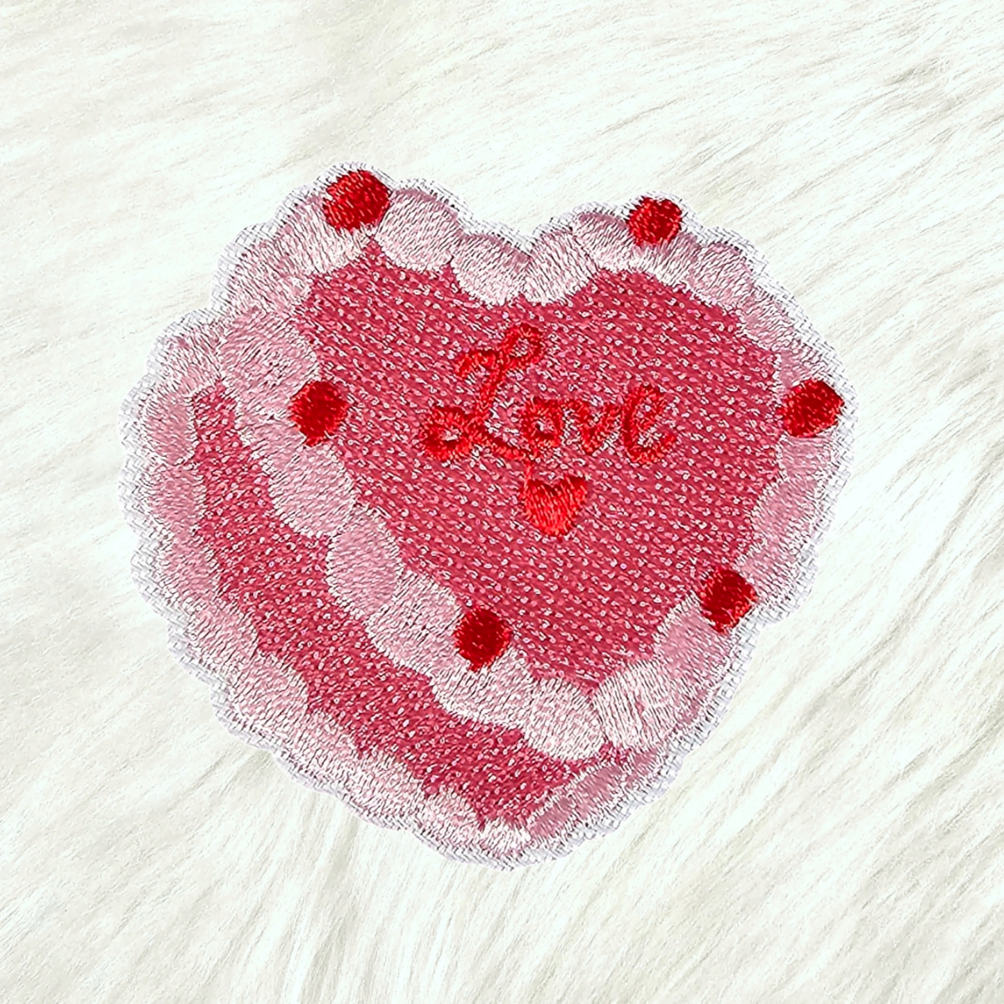 Love Cake Pink Embroidery Iron On Patch