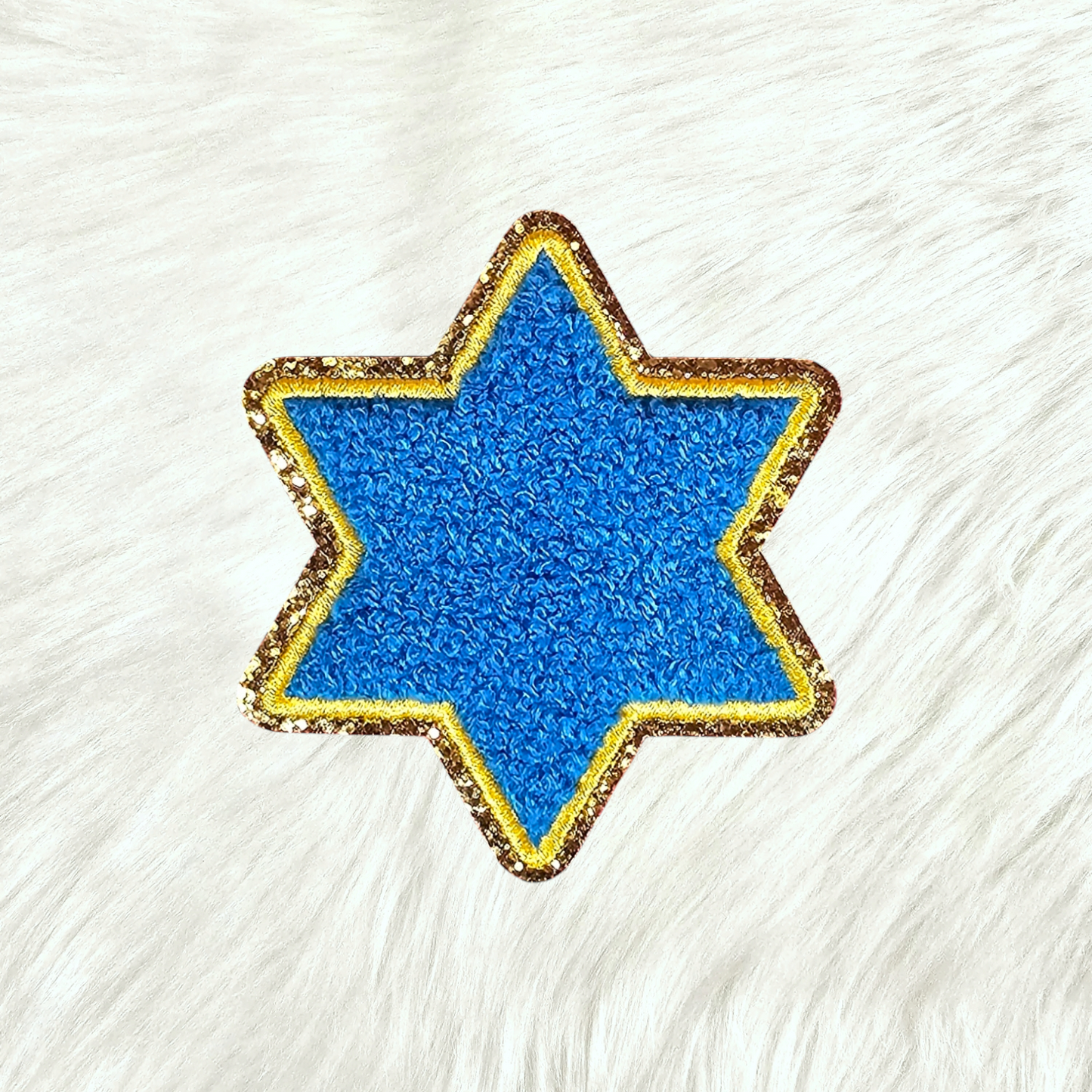 Jewish Star Hanukkah Chenille Glitter Iron-on Patch