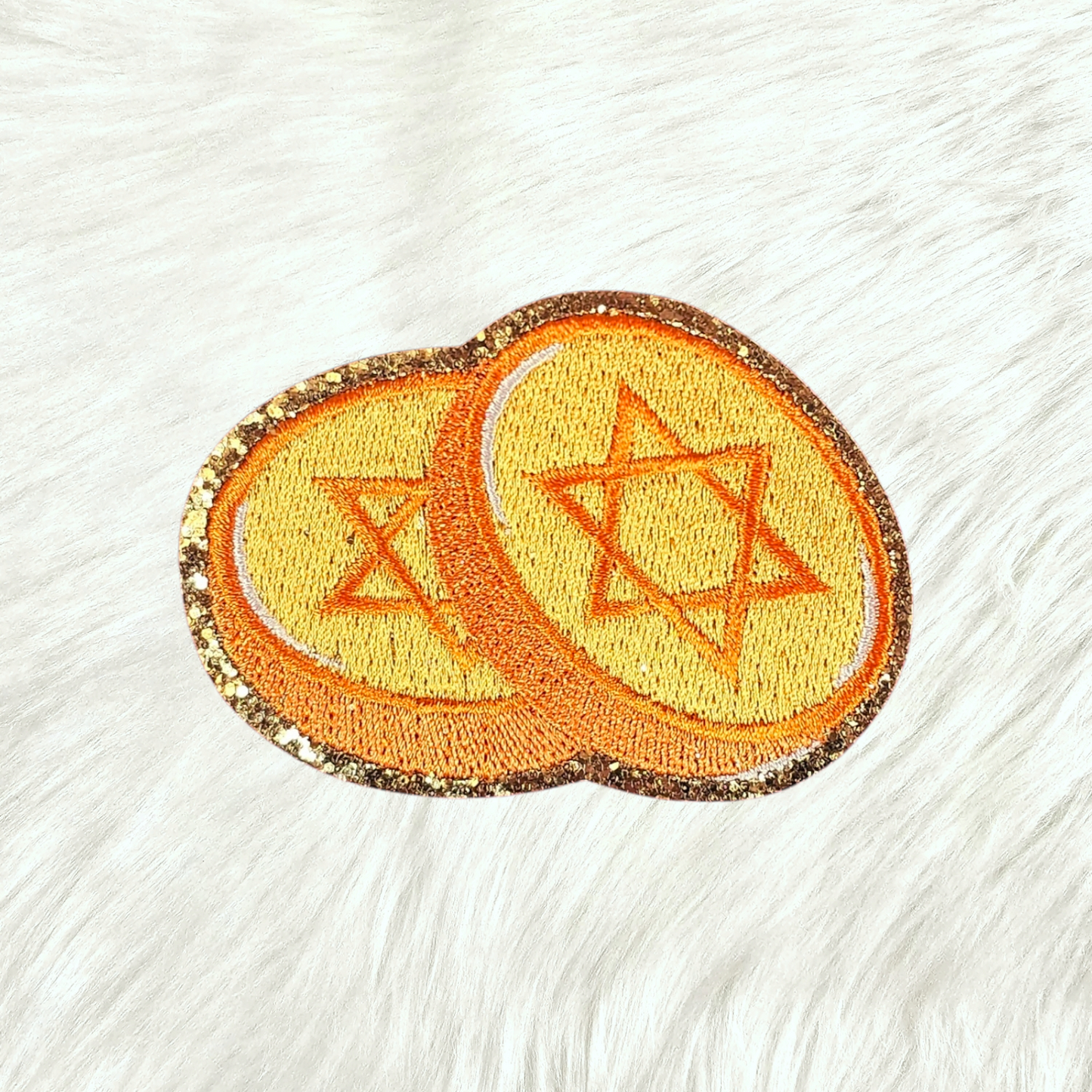 Gold Jewish Coins Hanukkah Chenille Glitter Iron-on Patch