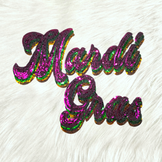 Mardi Gras Sequin Large Iron On Patch