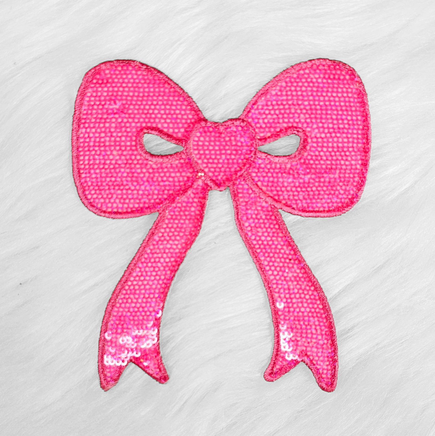 Side Bow Hot Pink Sequin Iron On Patch