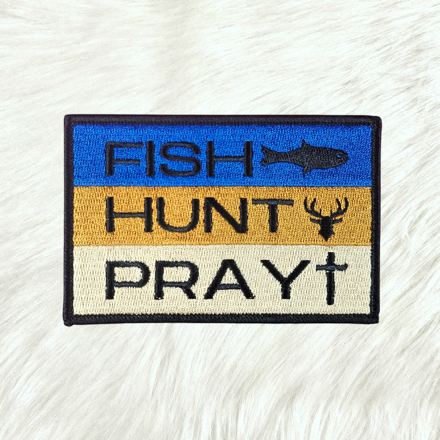 Fish Hunt Pray Embroidery Iron On Patch