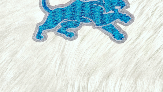 Blue Lion Mascot Silver Small Embroidery Iron On Patch