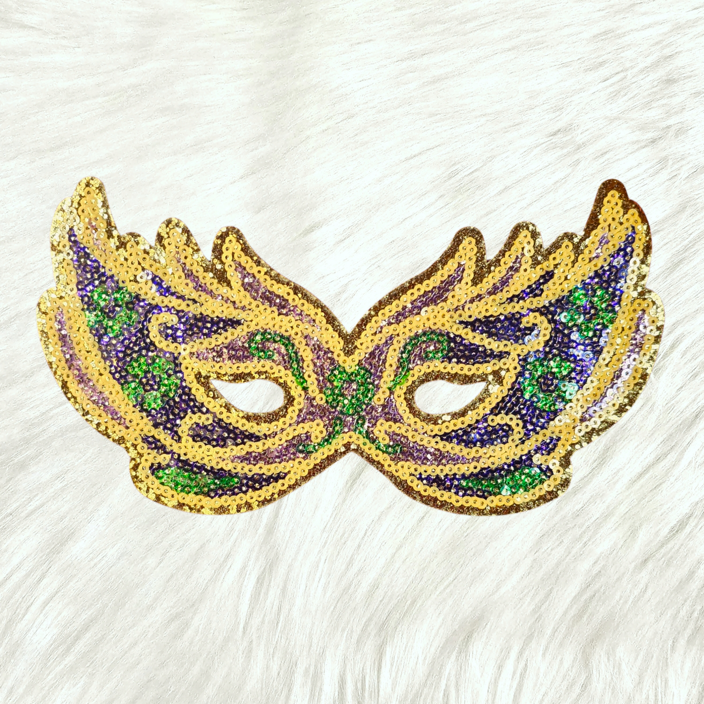 Mardi Gras Mask Sequin Gold Glitter Iron On Patch