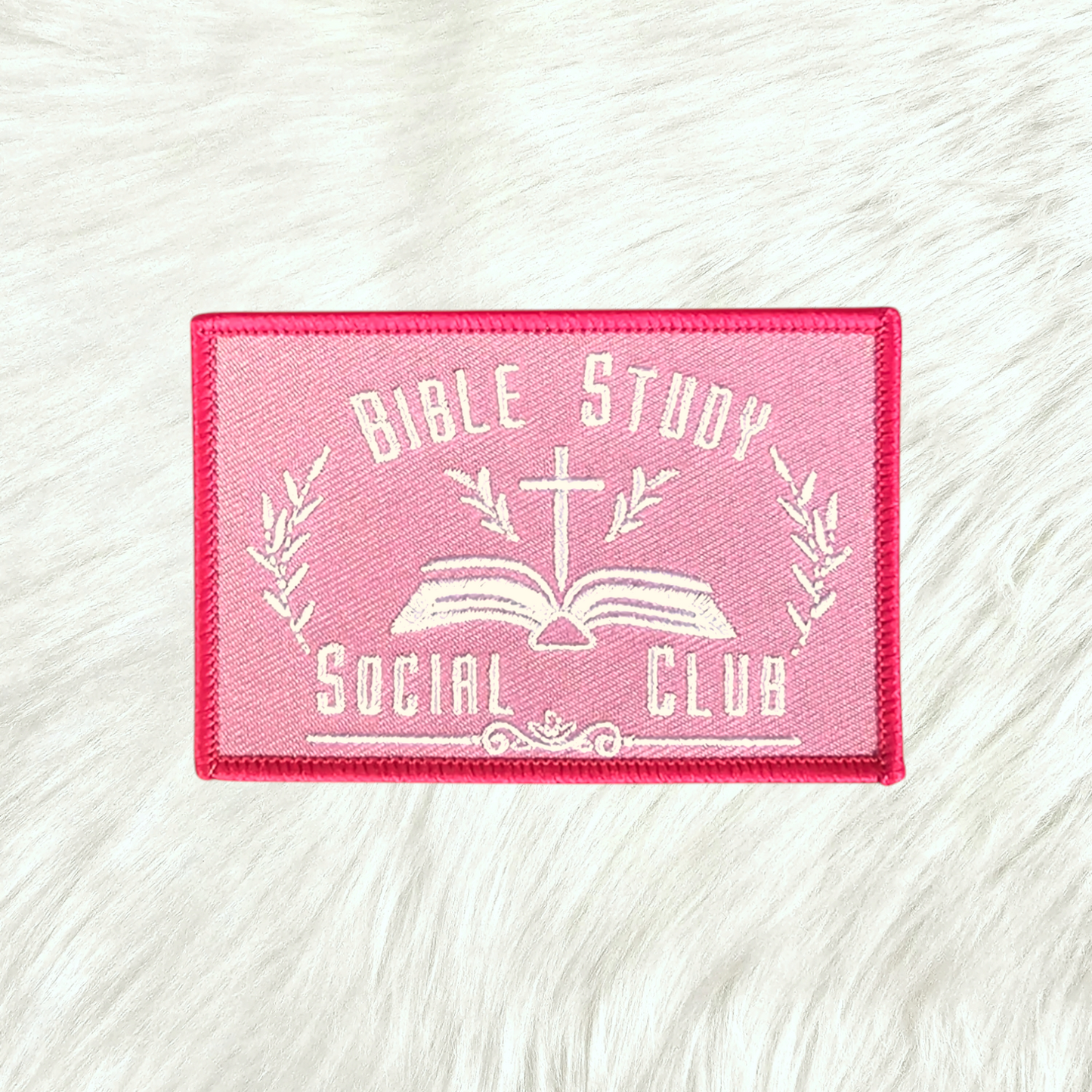 Bible Study Social Club Pink Embroidery Iron On Patch