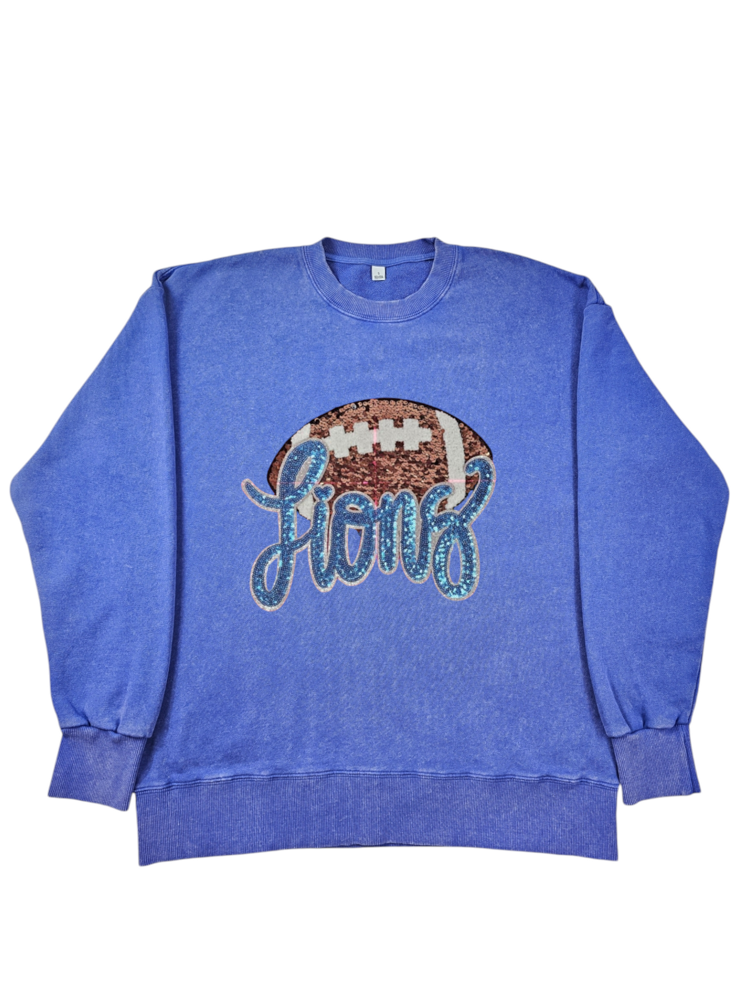 Lion Football Sequin Acid Wash Crew by Pretty Preppy Co.