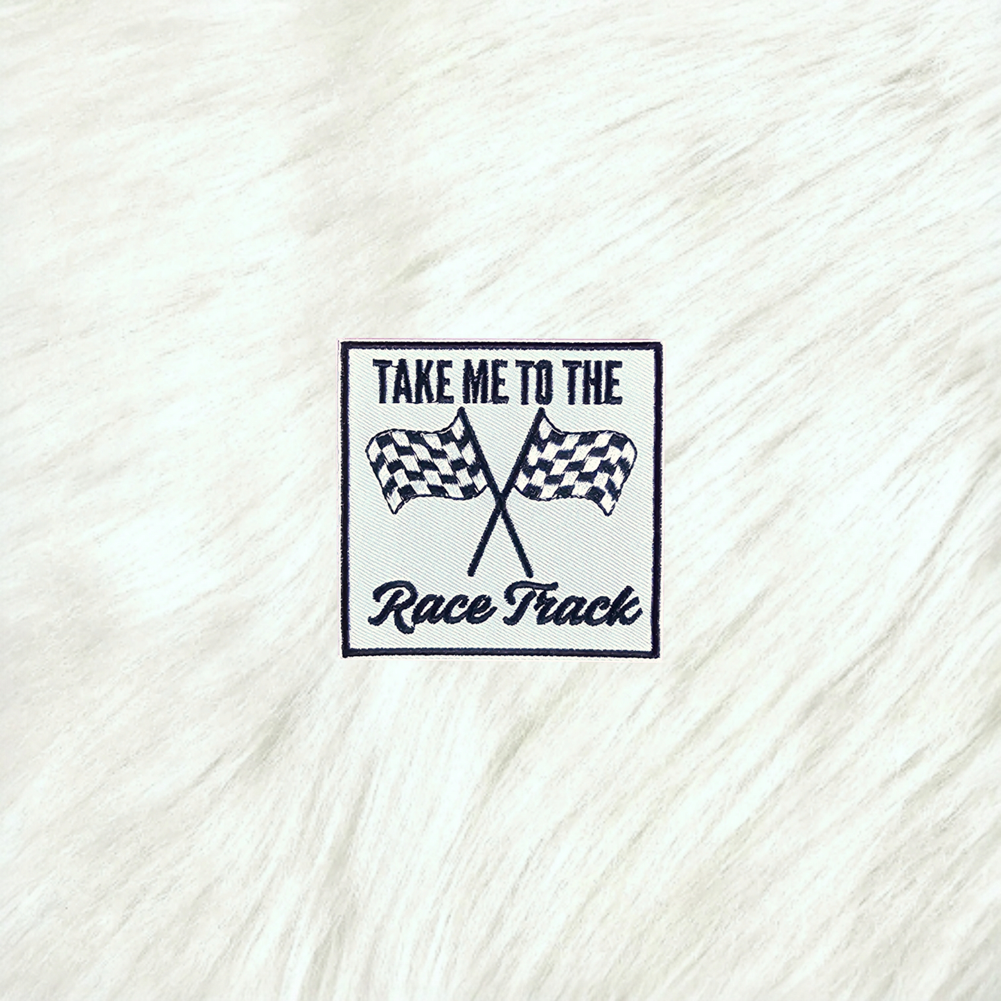 Take Me To The Racetrack Checker Flag Embroidery Iron On Patch