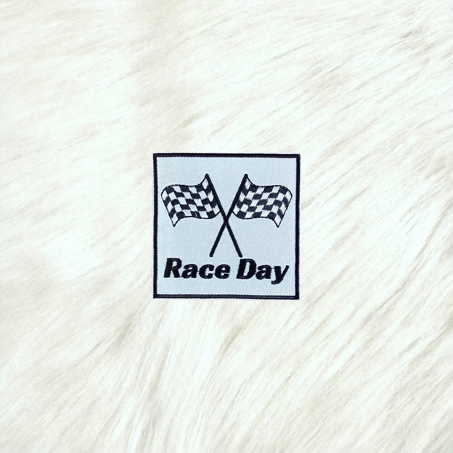 Race Day Checker Flag Embroidery Iron On Patch