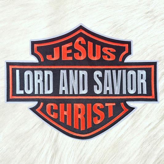 Jesus Christ Lord and Savior Harley Motorcycle Biker Embroidery Large Iron On Patch