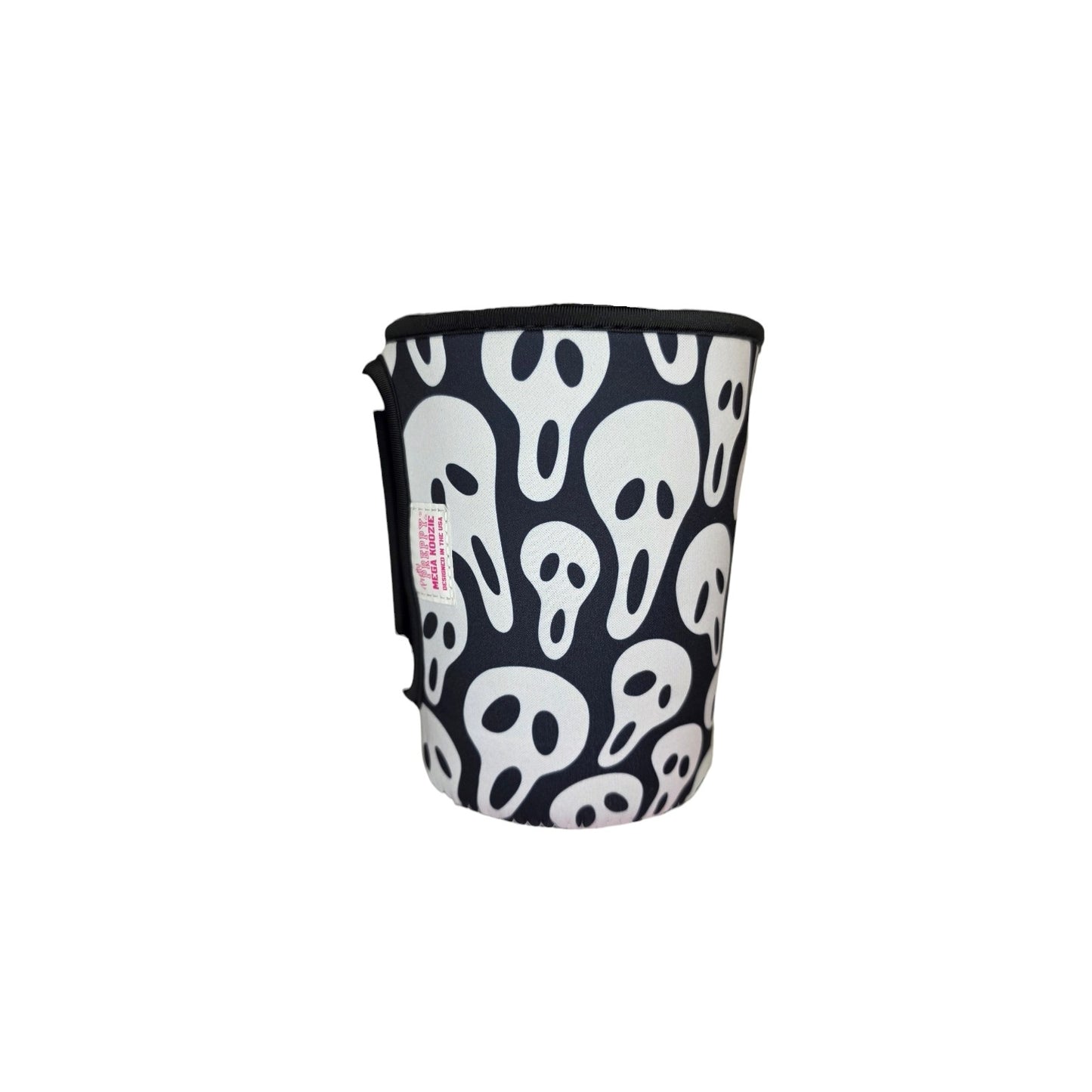 Halloween Ghost Faces Haunted Black Mega Mug Drink Sleeve