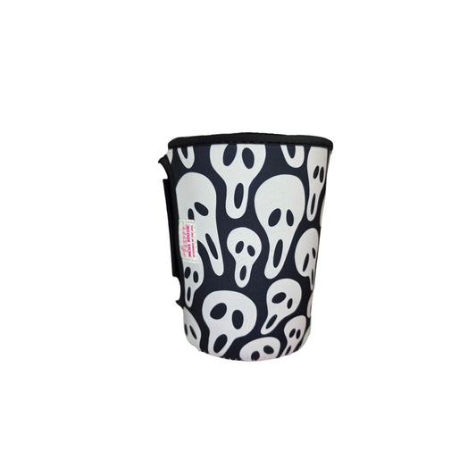 Halloween Ghost Faces Haunted Black Mega Mug Drink Sleeve