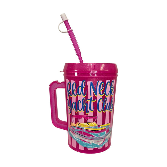 Redneck Yacht Club Pontoon Striped HIP SIPS Mega Mug 34oz