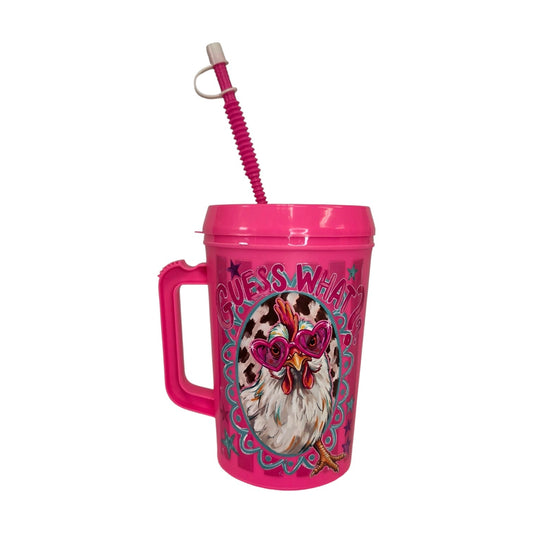 Guess What? Chicken Butt Funny Striped HIP SIPS Mega Mug 34oz