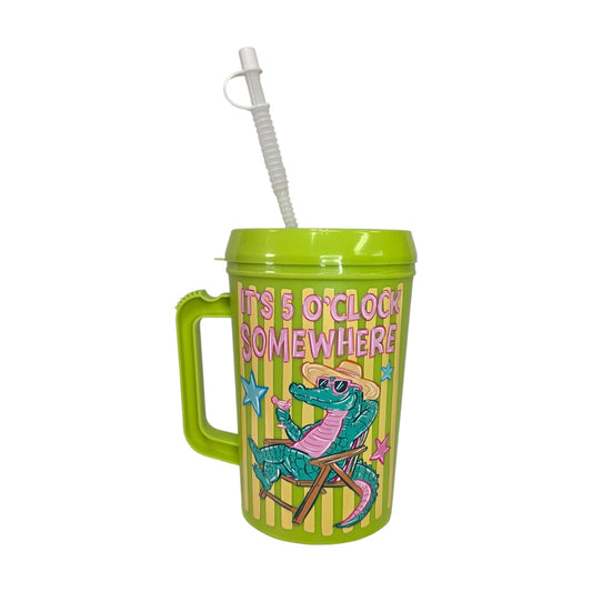 It's 5 O'Clock Somewhere Gator Striped HIP SIPS Mega Mug 34oz