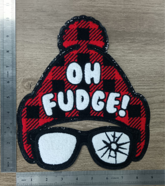 "OH FUDGE" Adult and Youth Matching Chenille Iron-on Patch