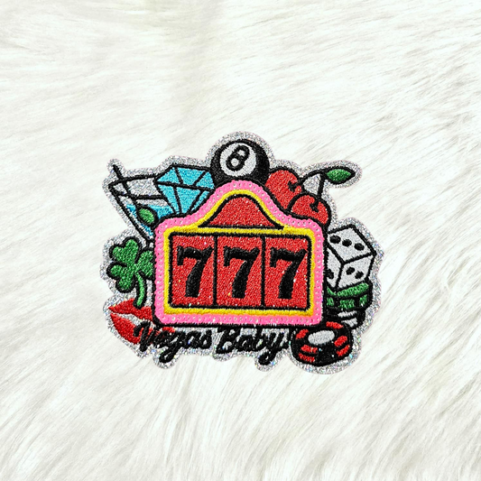 Vegas Baby 8 Ball Dice Slots Gambler Embroidery Iron On Patch