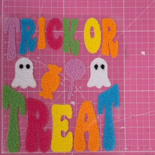Trick or Treat Halloween Candy Fluffy Fuzzy Transfer Patch