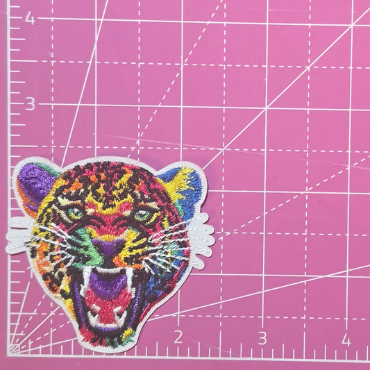 Leopard Cat Neon 90's Iron on Patch