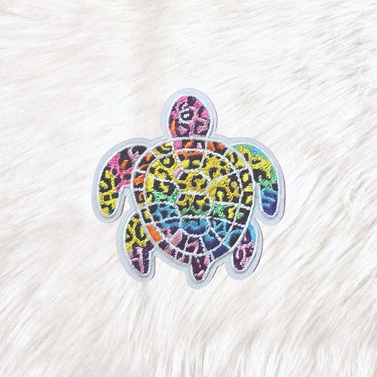 Sea Turtle Leopard Print Neon 90's Iron on Patch