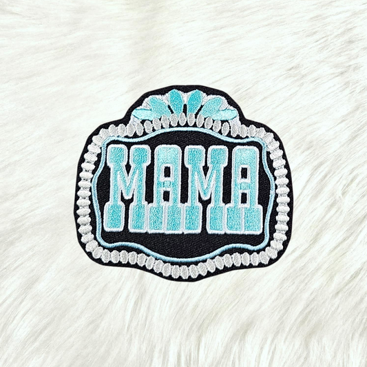 MAMA Buckle Turquoise Western Embroidery Iron On Patch