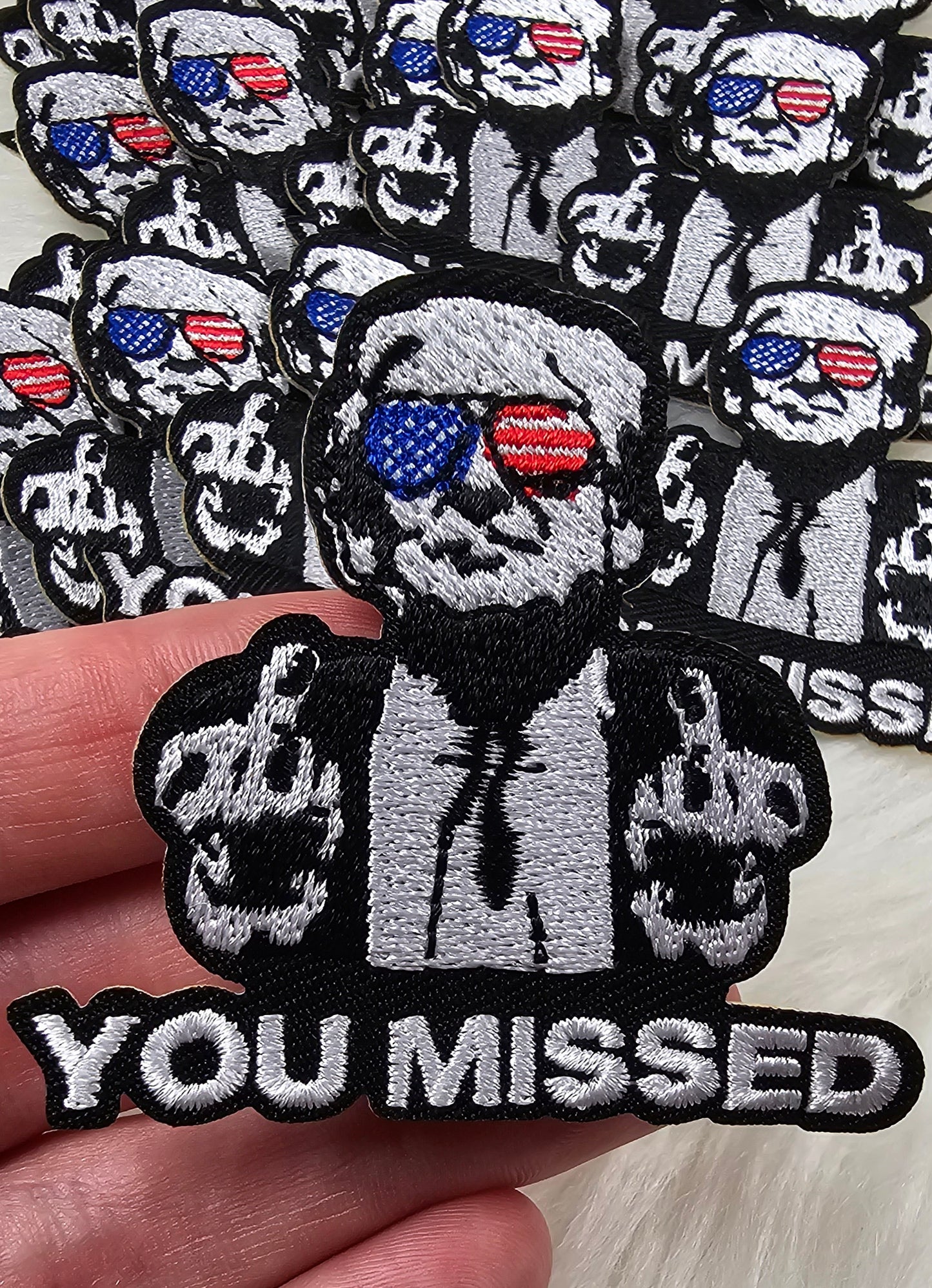 'You Missed' Trump Middle Finger Embroidery Iron On Patch