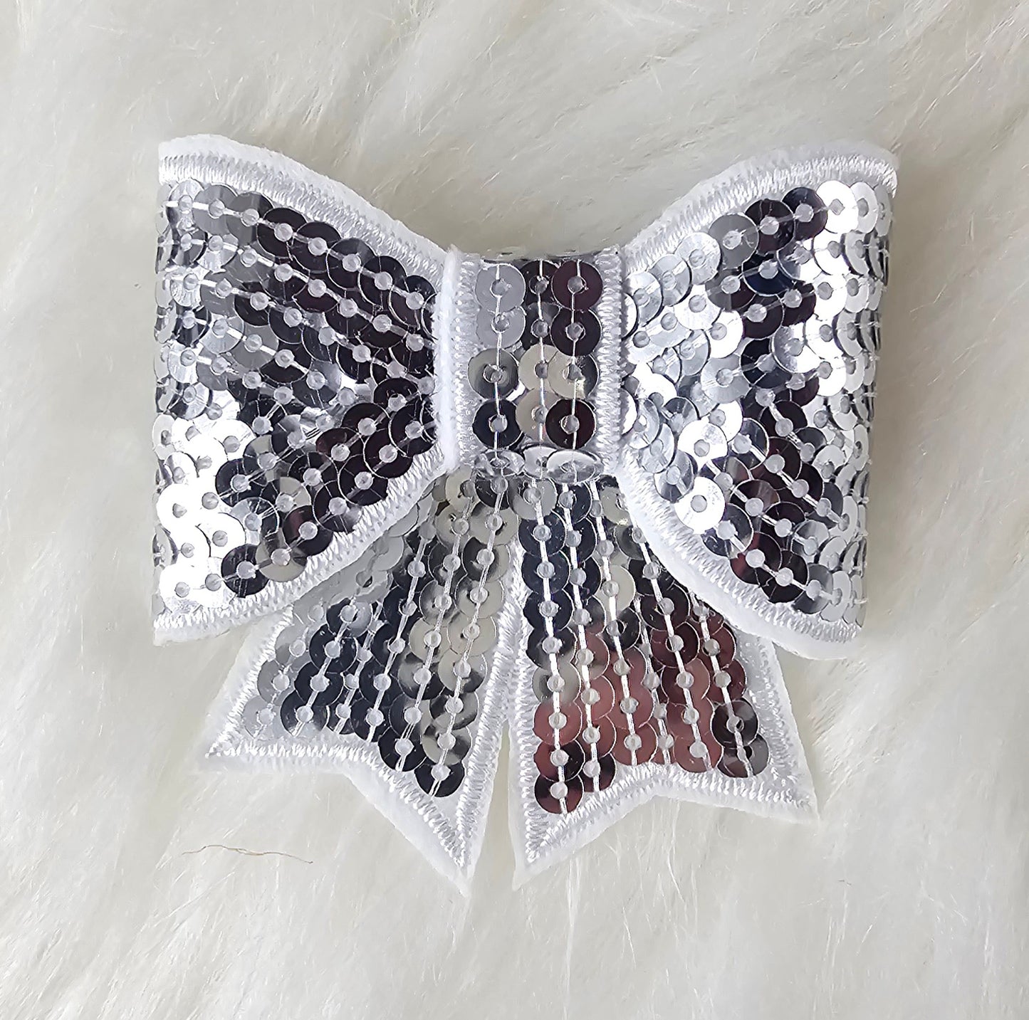 Small Sequin Bow Iron On Patch