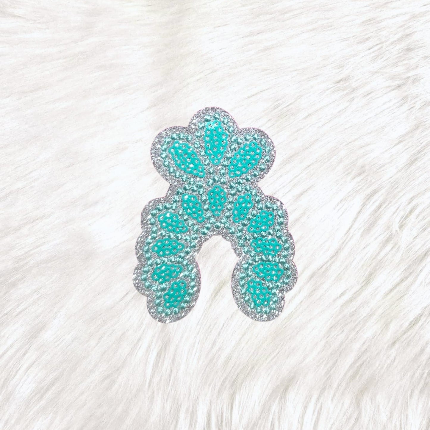 Squash Blossom Concho Jewelry Turquoise Sequin Silver Glitter Iron On Patch