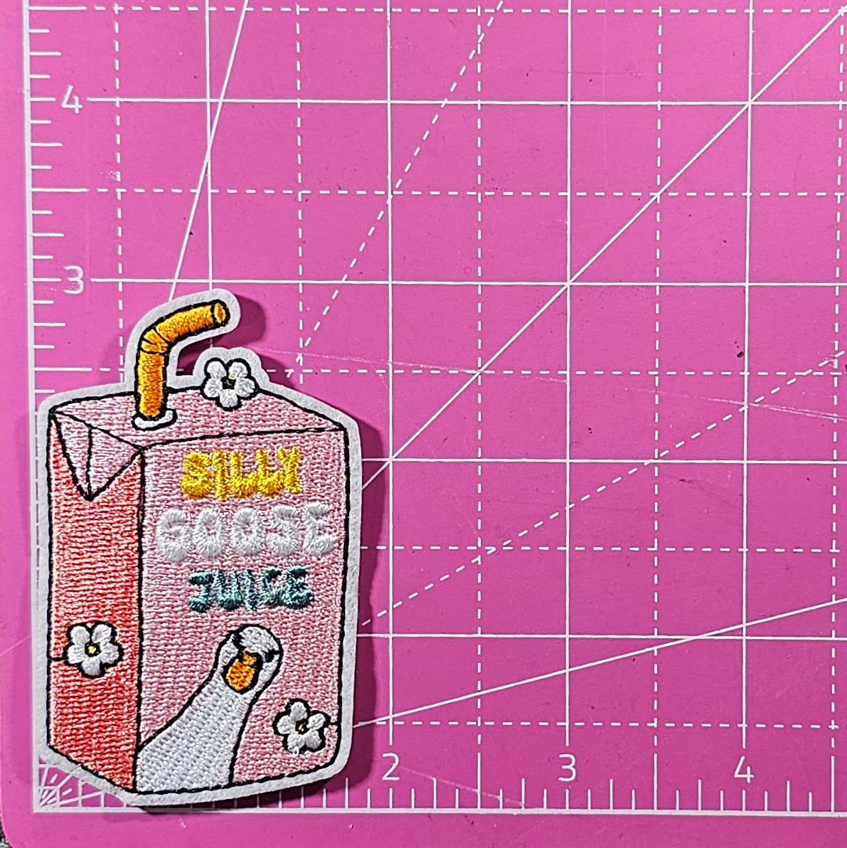 Silly Goose Juice Floral Embroidery Iron On Patch