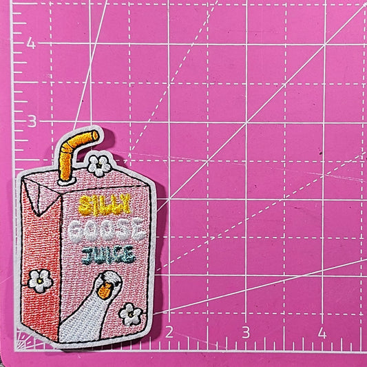 Silly Goose Juice Floral Embroidery Iron On Patch