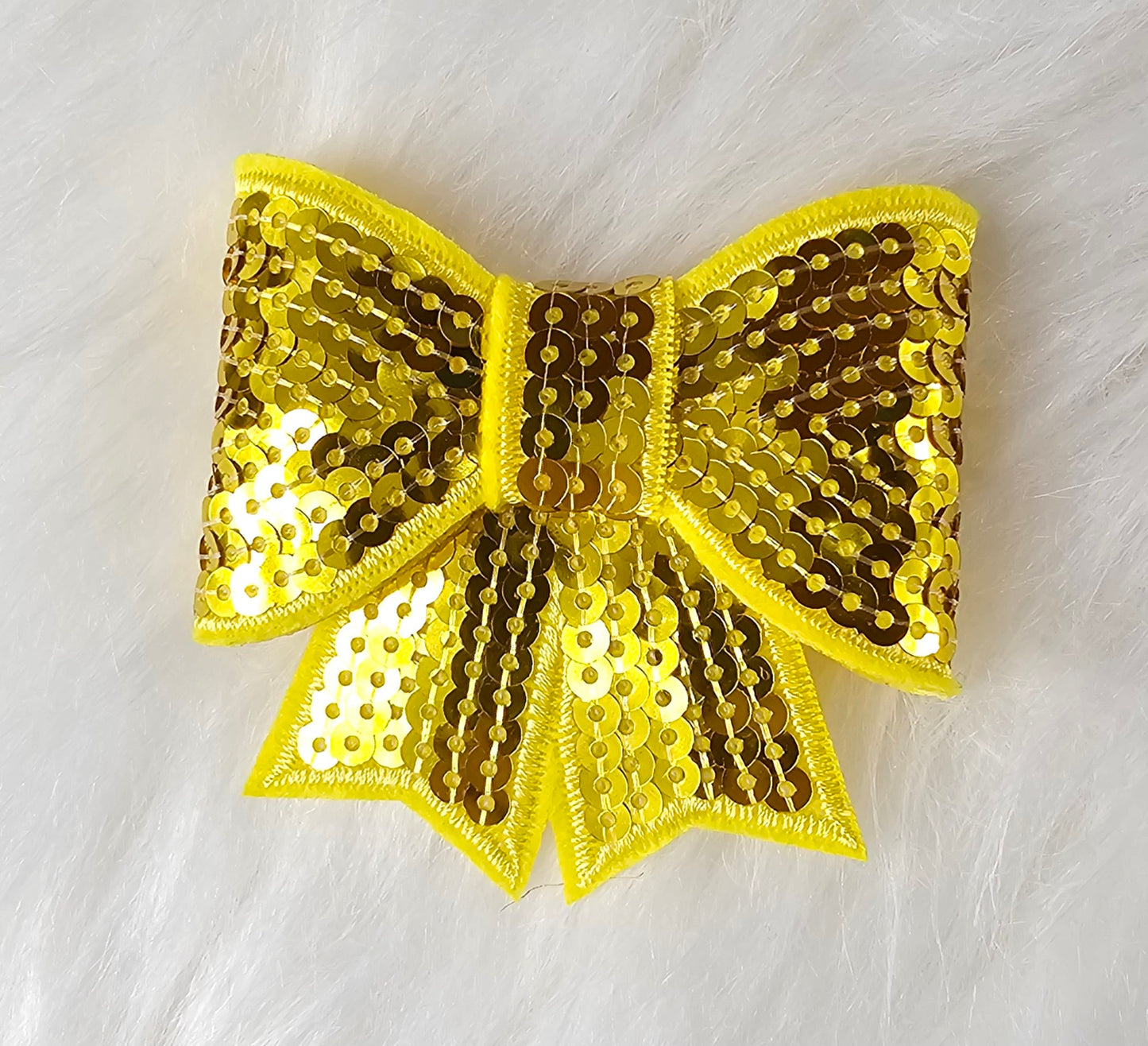 Small Sequin Bow Iron On Patch