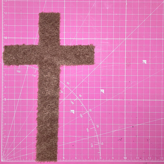 Cross Brown Large Fluffy Fuzzy Transfer Patch