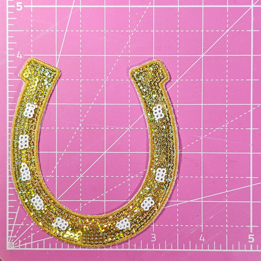Horseshoe Sequin Small Iron On Patch