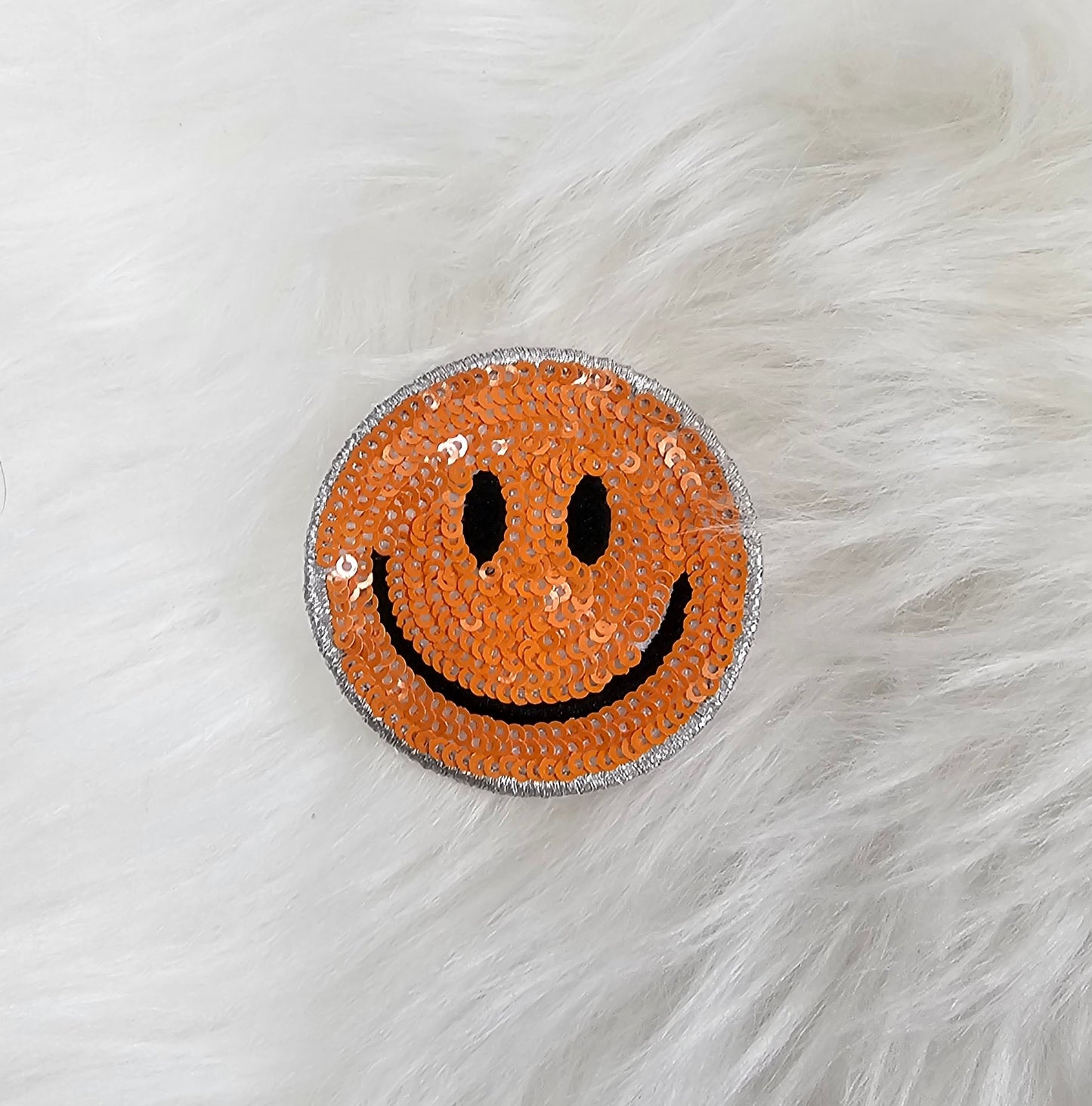 Sequin Smile Face Iron On Patch