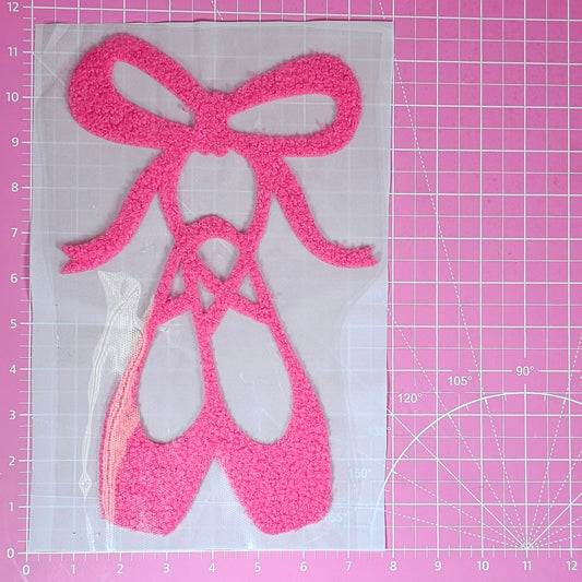 Ballerina Dance Pointe Shoes Bow Fluffy Fuzzy Transfer Patch
