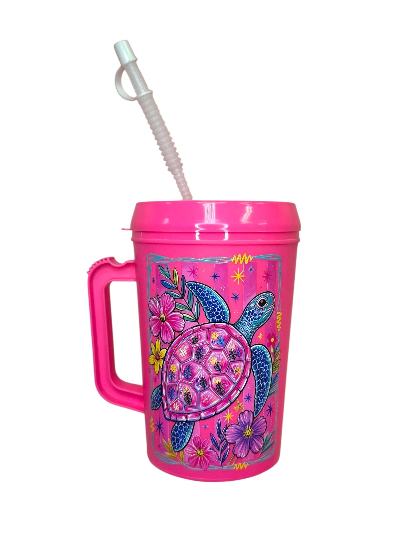 Sea Turtle Coastal Striped Mug HIP SIPS Mega Mug 34oz