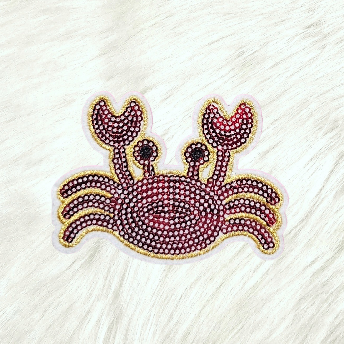 Crab Red Sequin Iron On Patch