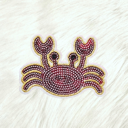 Crab Red Sequin Iron On Patch