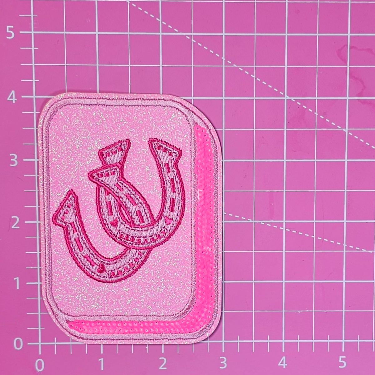 Mahjong Tile Pink Sequin Glitter Iron On Patches
