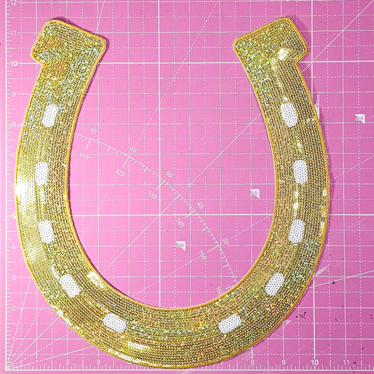 Horseshoe Sequin Large Iron On Patch
