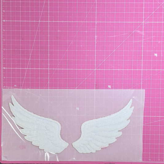Angel Wing White Set Large Fluffy Fuzzy Transfer Patch