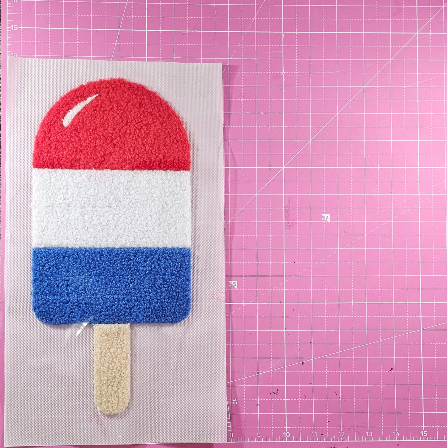 Popsicle USA Patriotic Fluffy Fuzzy Transfer Patch