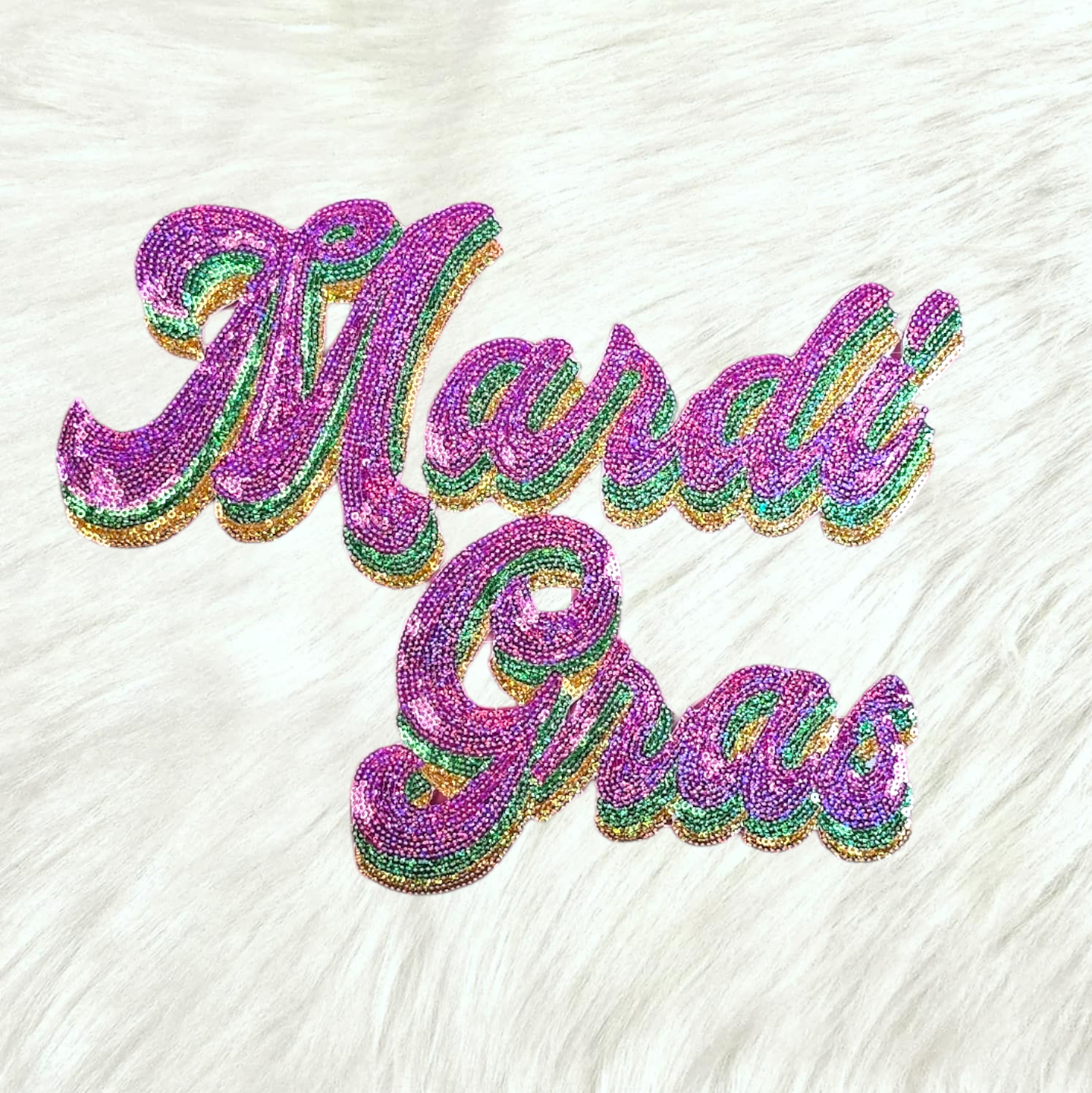 Mardi Gras Sequin Large Iron On Patch